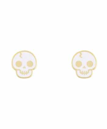 گوشواره میخی اسکلت اسکار با میناکاری سفید درریس Doris کد P5346