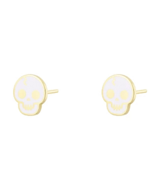 گوشواره میخی اسکلت اسکار با میناکاری سفید درریس Doris کد P5346