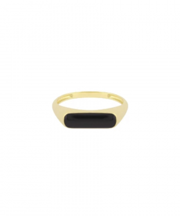 انگشتر مستطیل کوچک با میناکاری مشکی درریس Doris کد P5372