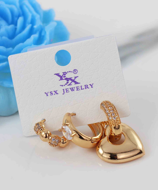 گوشواره پکی قلبی نگین دار زنانه وای اس ایکس YSX کد  AAC-852
