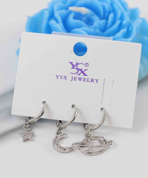 گوشواره زنانه پکی وای اس ایکس YSX کد  مدل ماه و ستاره کد AAC-850