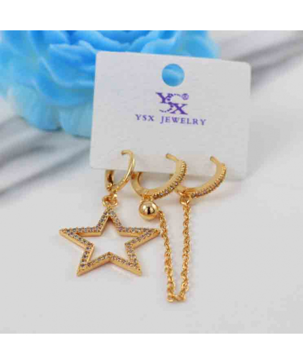 پک گوشواره جواهری مدل ستاره زنجیری وای اس ایکس YSX کد  AAC-848
