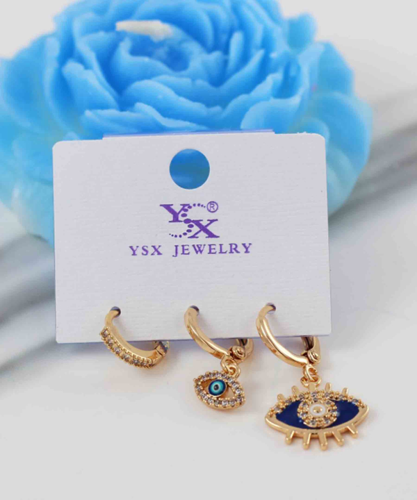 گوشواره پکی چشم نظر بزرگ وای اس ایکس YSX کد  AAC-846