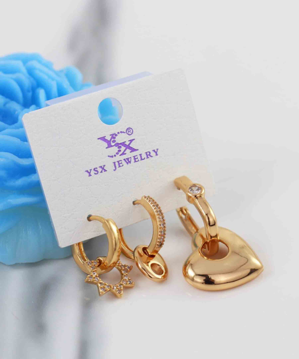 گوشواره پکی قلب و خورشید زنانه وای اس ایکس YSX کد  AAC-831