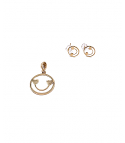 نیم ست ایموجی لبخند هماتیت گلد Hematite Gold کد 132365