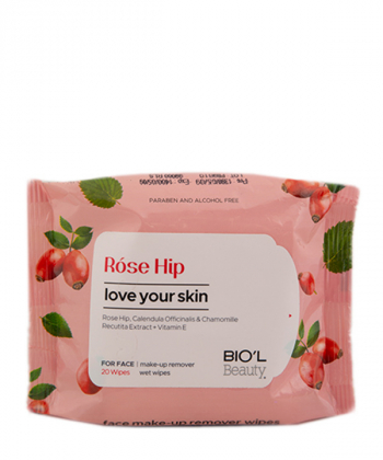 دستمال مرطوب آرایشی صورت بیول BIOˊL مدل Rose Hip وزن 120 گرم