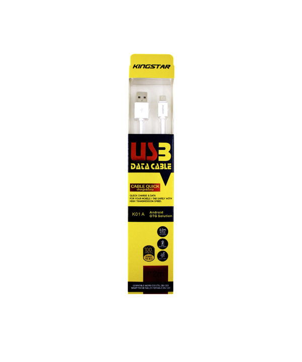 کابل تبدیل USB به microUSB کینگ استار مدل K01A طول 20 سانتی متر