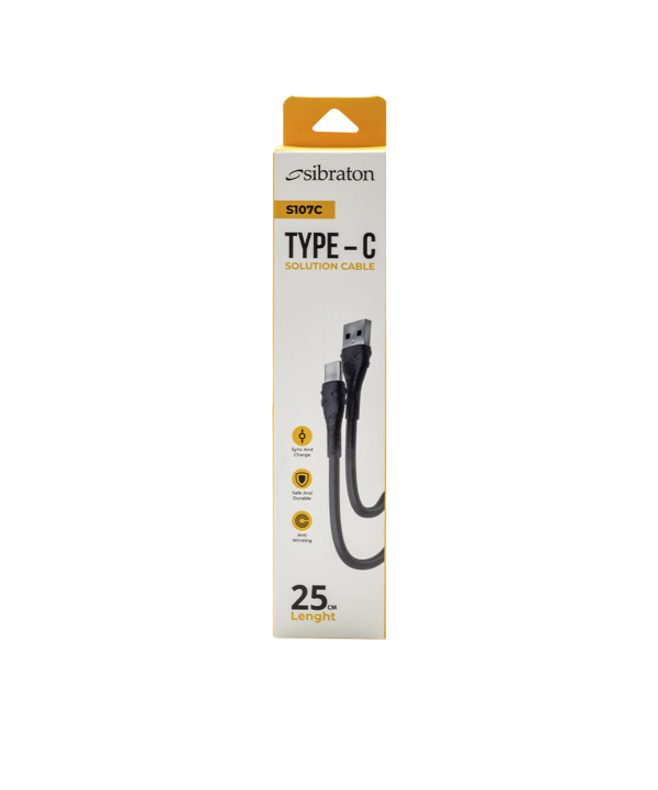 کابل تبدیل USB به USB-C سیبراتون مدل S107C طول 25 سانتی متر