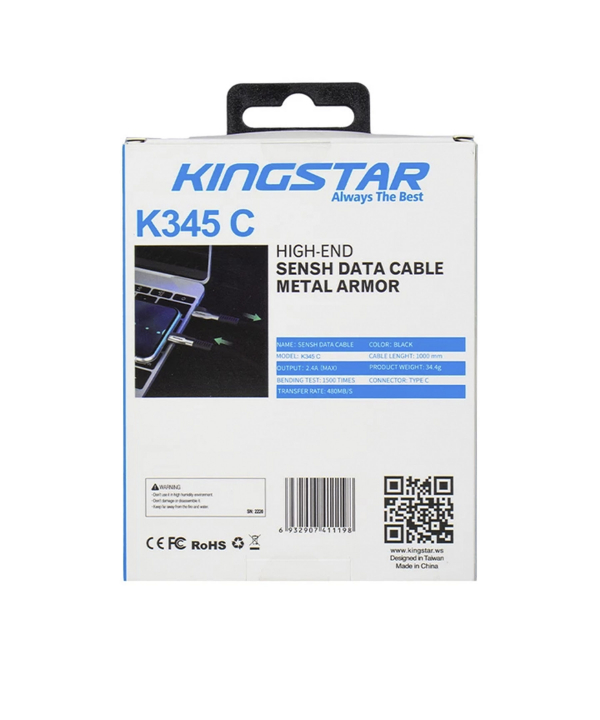 کابل تبدیل USB به USB-C کینگ استار مدل K345C طول 1 متر