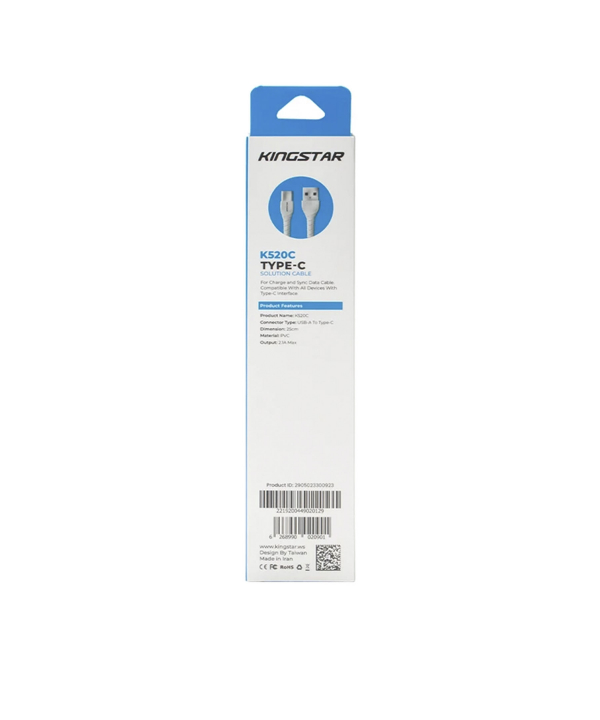 کابل تبدیل USB به USB-C کینگ استار مدل K520C طول 25 سانتی متر