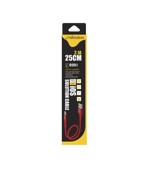 کابل تبدیل USB به لایتنینگ سیبراتون مدل S125i طول 25 سانتی متر