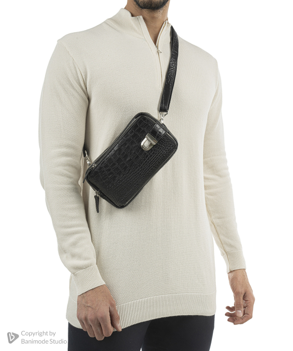 کیف دوشی مردانه چرم طبیعی بیسراک Bisrak مدل NL-Crossbody-Mehrab-R