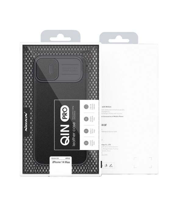 کیف چرمی و پارچه ای آیفون نیلکین Nillkin iPhone 14 Plus Qin Pro Plain Leather + Cloth Case