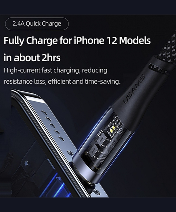 کابل فست شارژ یو اس بی به لایتنینگ یوسامز USAMS US-SJ571 USB to Lightning Fast Charging Data Cable