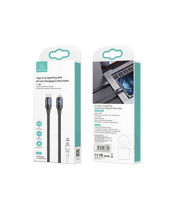 کابل فست شارژ یو اس بی به لایتنینگ یوسامز USAMS US-SJ571 USB to Lightning Fast Charging Data Cable