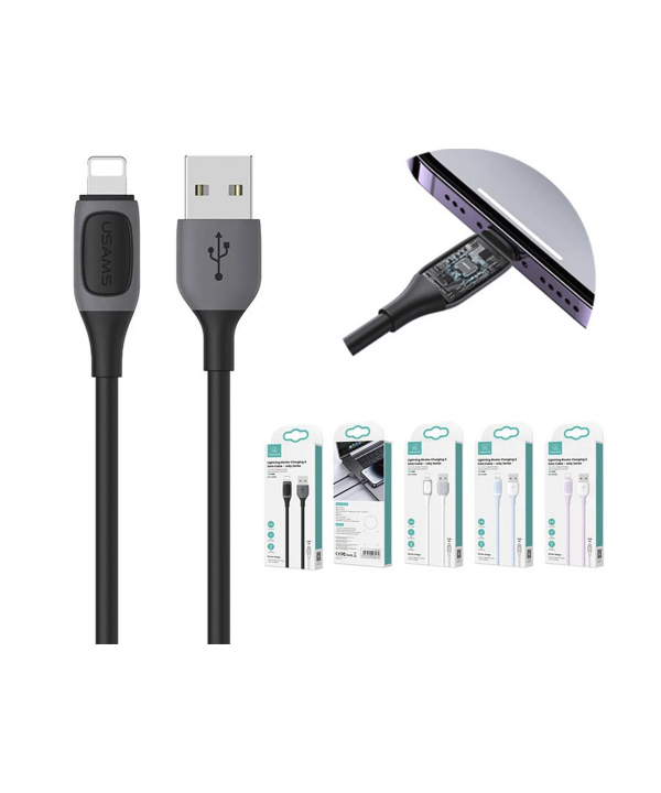 کابل شارژ سریع یواس بی به لایتنینگ یوسامز Usams Us-SJ595 Cable Lighting 2.4A Charging & Data Cable 1M