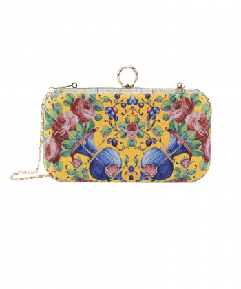 کیف دوشی مخمل زنانه قلم فلزی مدل am-gh-cluchgold10