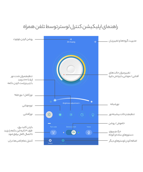لوستر چشمه نور مدل مدرن کد A6414/1H-T