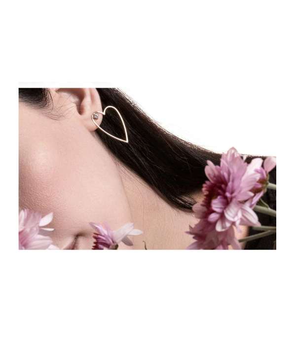 گوشواره طلا قلب تک نگین دفینه Dafineh کد LEJ1047
