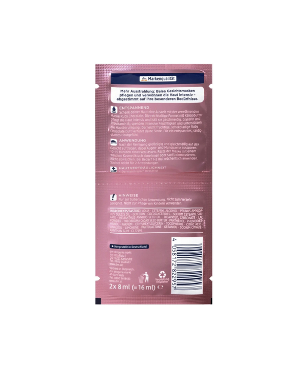 ماسک صورت باله آ Balea مدل ruby chocolate بسته 2 عددی