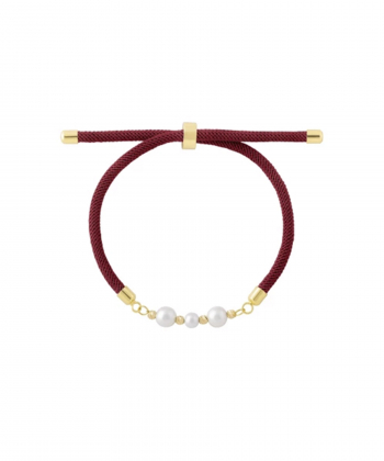 دستبند زرشکی دُر و گوی درریس Doris کد P5410