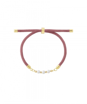 دستبند صورتی تیره دُر و گوی درریس Doris کد P5424