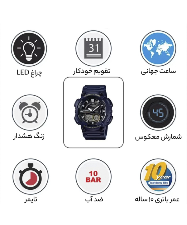ساعت مچی عقربه‌ای مردانه کاسیو Casio مدل AEQ-110W-2AVDF