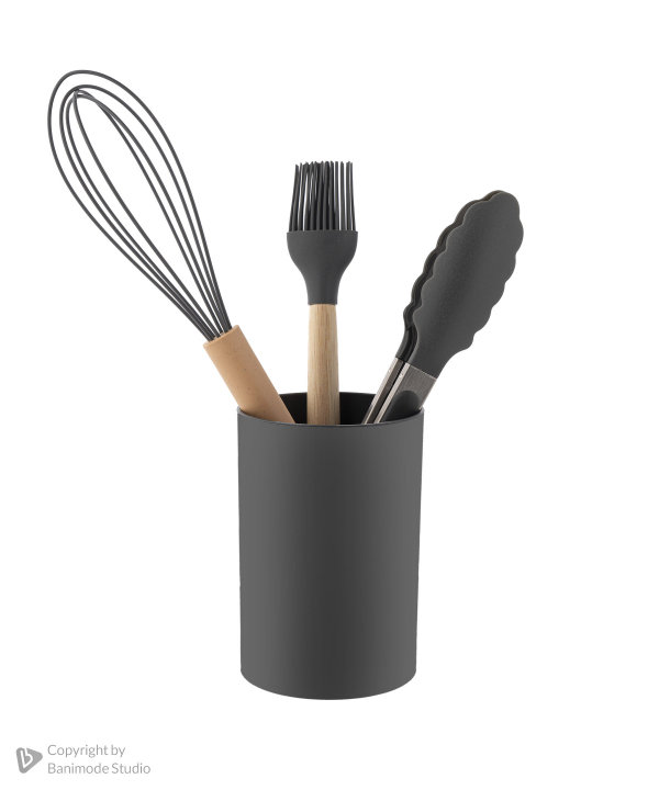 ست کفگیر و ملاقه سیلیکونی کیچن ویر kitchen ware با دسته بامبو سری 12 تکه