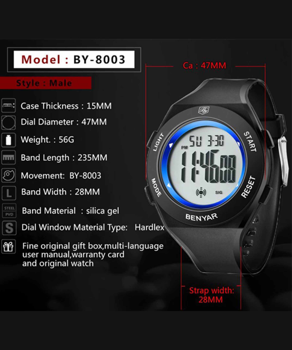 ساعت دیجیتال مردانه بنیارBenyar مدل 8003A