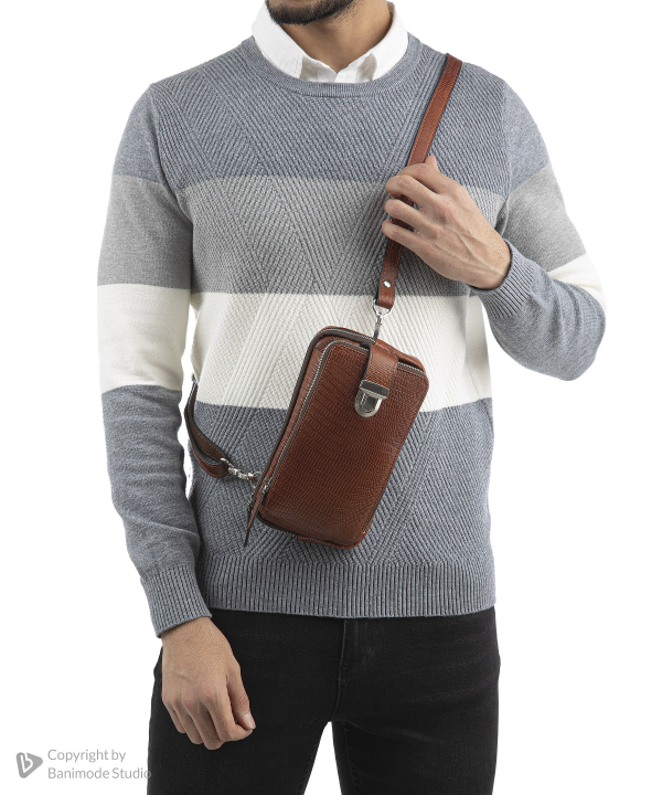 کیف دوشی مردانه چرم طبیعی بیسراک Bisrak مدل NL-Crossbody-Mehrab-L