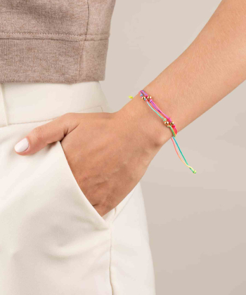 دستبند طلا بافت رنگین کمان چهار گوی پرسته Parasteh کد103162