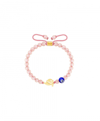 دستبند طلا سنگی بچگانه جوجه و رزکوارتز پرسته Parasteh کد76840