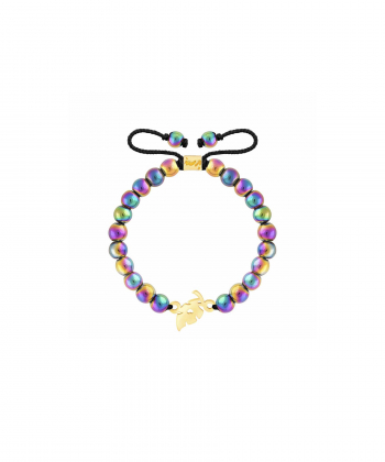 دستبند طلا سنگی برگ موز و حدید رنگی پرسته Parasteh کد89491