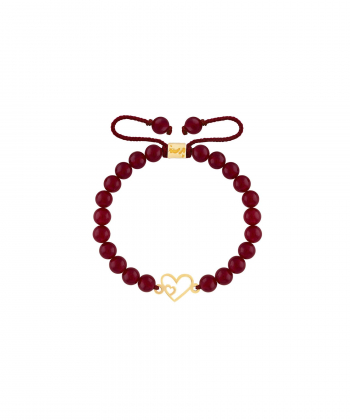 دستبند طلا سنگی دو قلب پرسته Parasteh کد102114