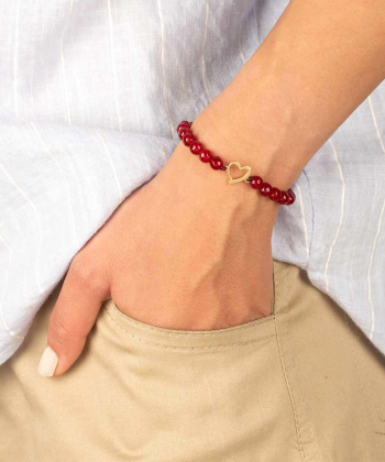 دستبند طلا سنگی قلب توخالی پرسته Parasteh کد102075