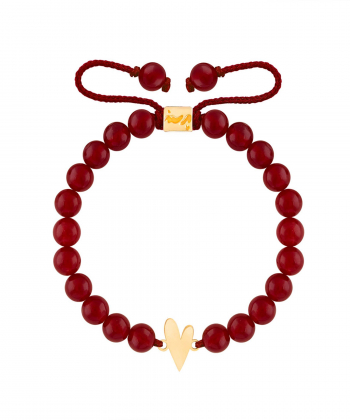 دستبند طلا سنگی قلب و عقیق پرسته Parasteh کد102085