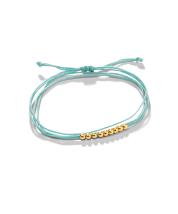 دستبند طلا بافت نه گوی آبی روشن پرسته Parasteh کد160110
