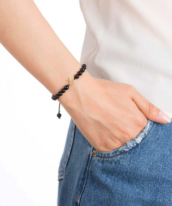 دستبند طلا سنگی کفش دوزک و اونیکس پرسته Parasteh کد83814