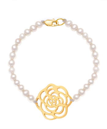 دستبند طلا سنگی گل رز پرسته Parasteh کد3441