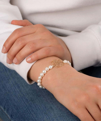 دستبند طلا سنگی گل رز پرسته Parasteh کد3441