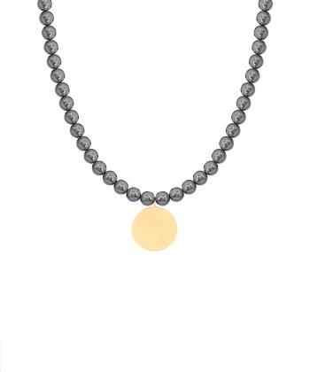 گردنبند طلا دایره حکاکی بزرگ و حدید تیره پرسته Parasteh کد125270