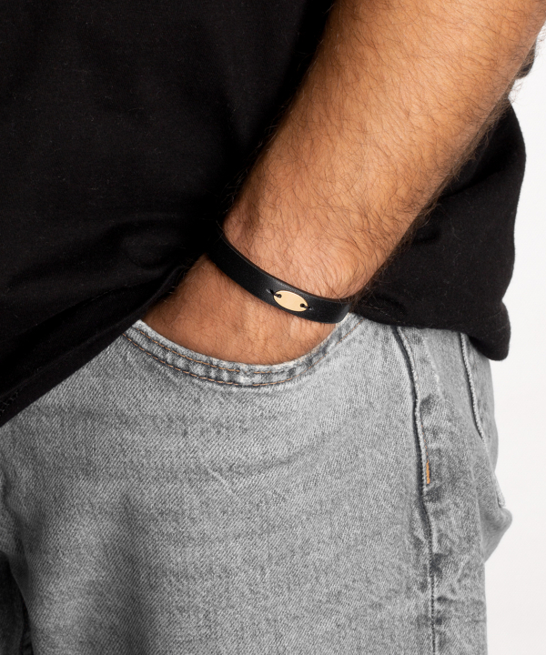 دستبند طلا چرمی پلیت بیضی پرسته Parasteh کد451045