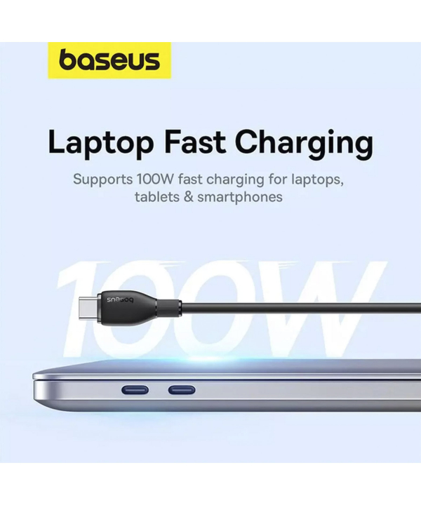 کابل سوپر فست شارژ تایپ سی به تایپ سی 100 وات 5 آمپر 1.2 متری بیسوس CB000055 P10355702111-B1