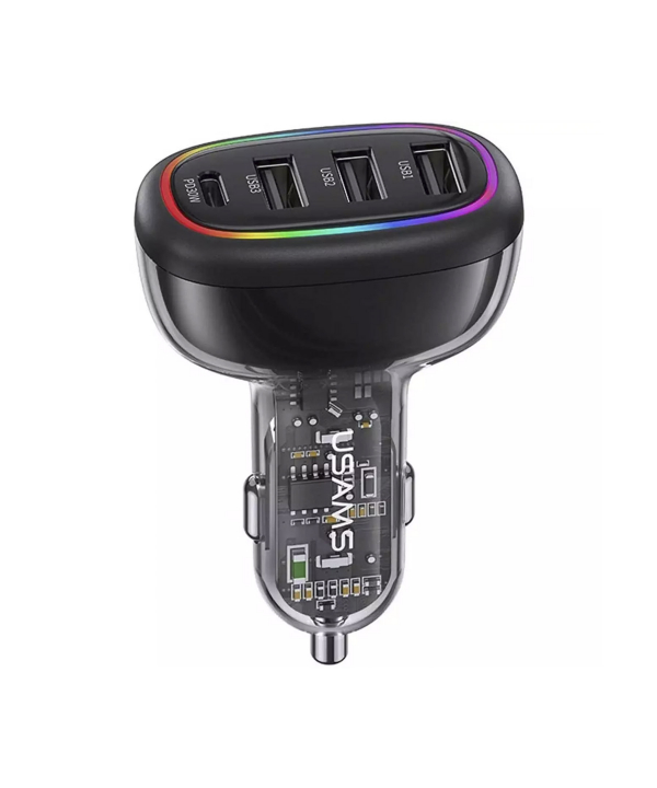 شارژر فندکی فست شارژ ماشین تایپ سی 48 وات طرح شفاف یوسامز US-CC170 C34