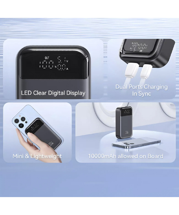 پاور بانک فست شارژ تایپ سی و یو اس بی 33 وات 10000 یوسامز US-CD221 PB74