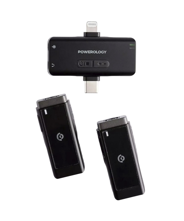 میکروفون بی سیم دو مخاطبه تایپ سی و لایتنینگ پاورولوژی PWMIC2BK