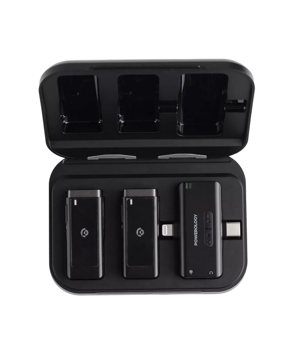 میکروفون بی سیم دو مخاطبه تایپ سی و لایتنینگ پاورولوژی PWMIC2BK