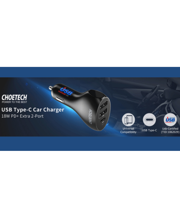 شارژر فندکی فست شارژ ماشین تایپ سی 18 وات چویتک C0062