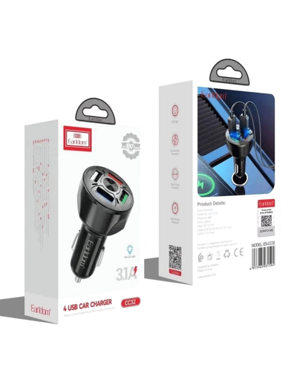 شارژر فندکی فست شارژ ماشین 3.1 آمپر ارلدام CC32