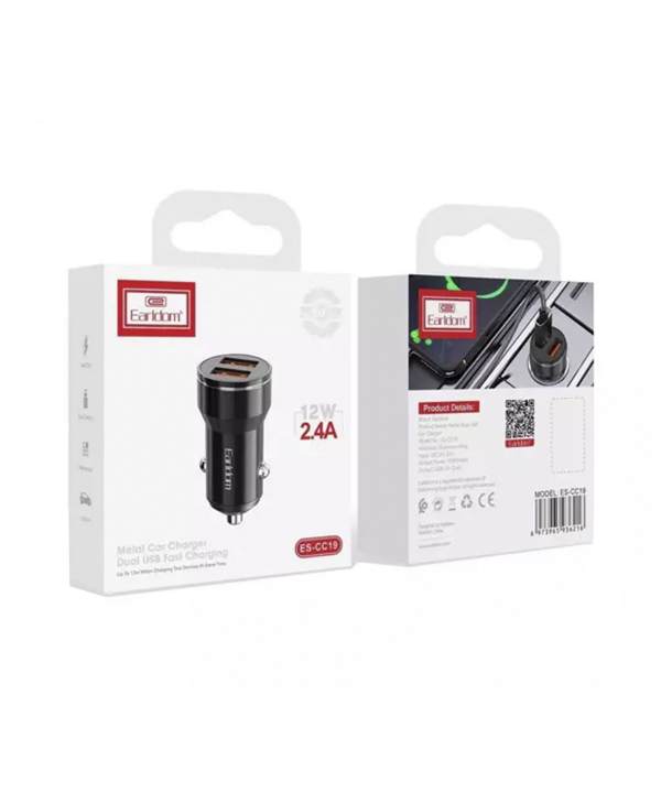 شارژر فندکی فست شارژ ماشین 2.4 آمپر ارلدام ES-CC19